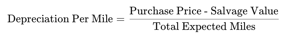 depreciation per mile cost formula