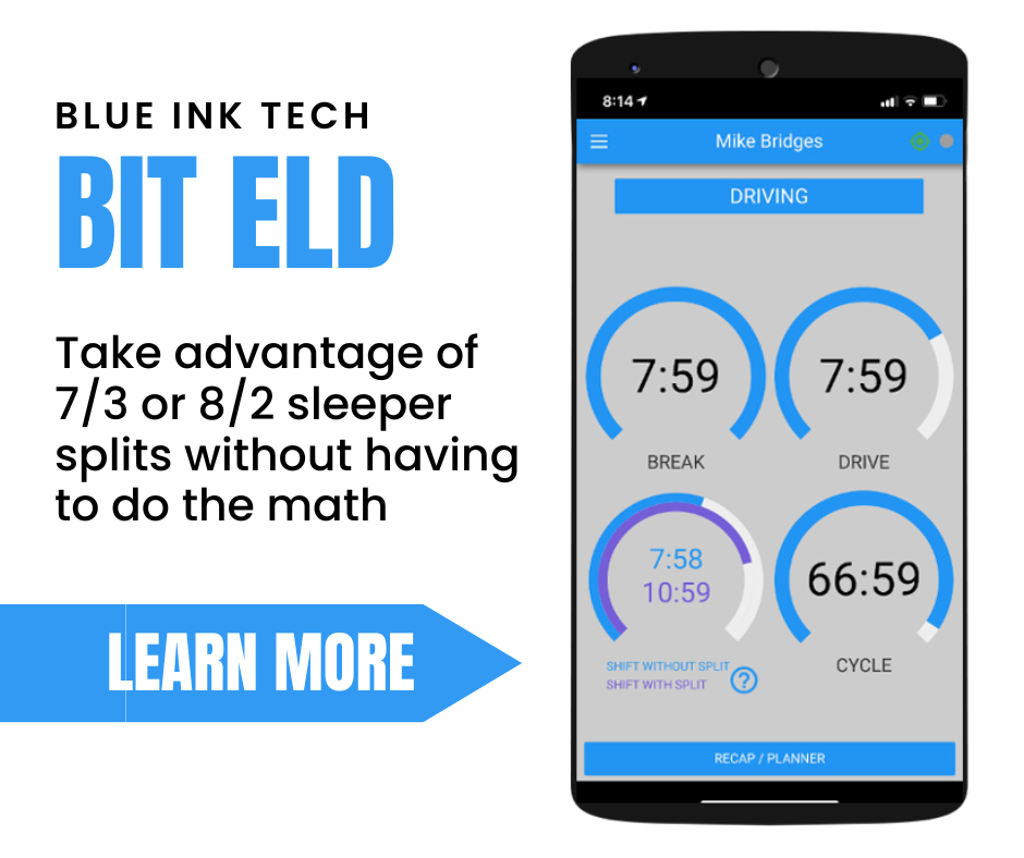 use the sleeper berth split with the blue ink tech app