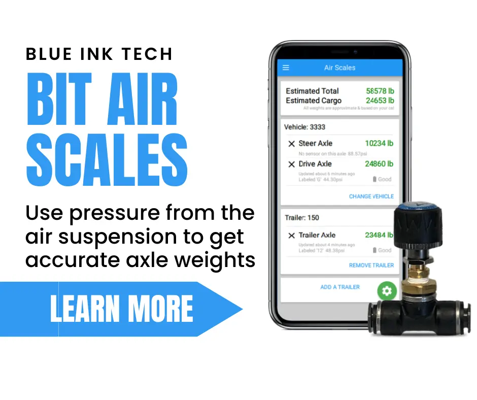 Use the pressure from your air suspension to get axle weights with BIT Air Scale